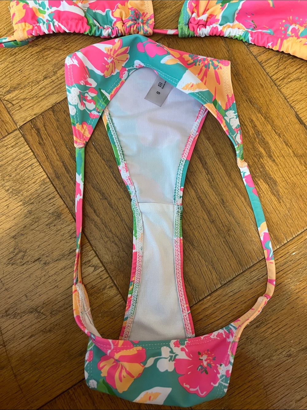Floral Tie-String Bikini Set - Bright Multicolor - Picture 4 of 6
